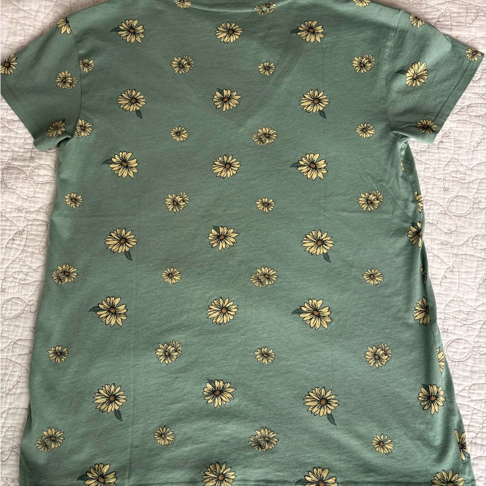 Sunflower V-Neck Crusher Tee by Life Is Good—Green - Picture 6 of 6